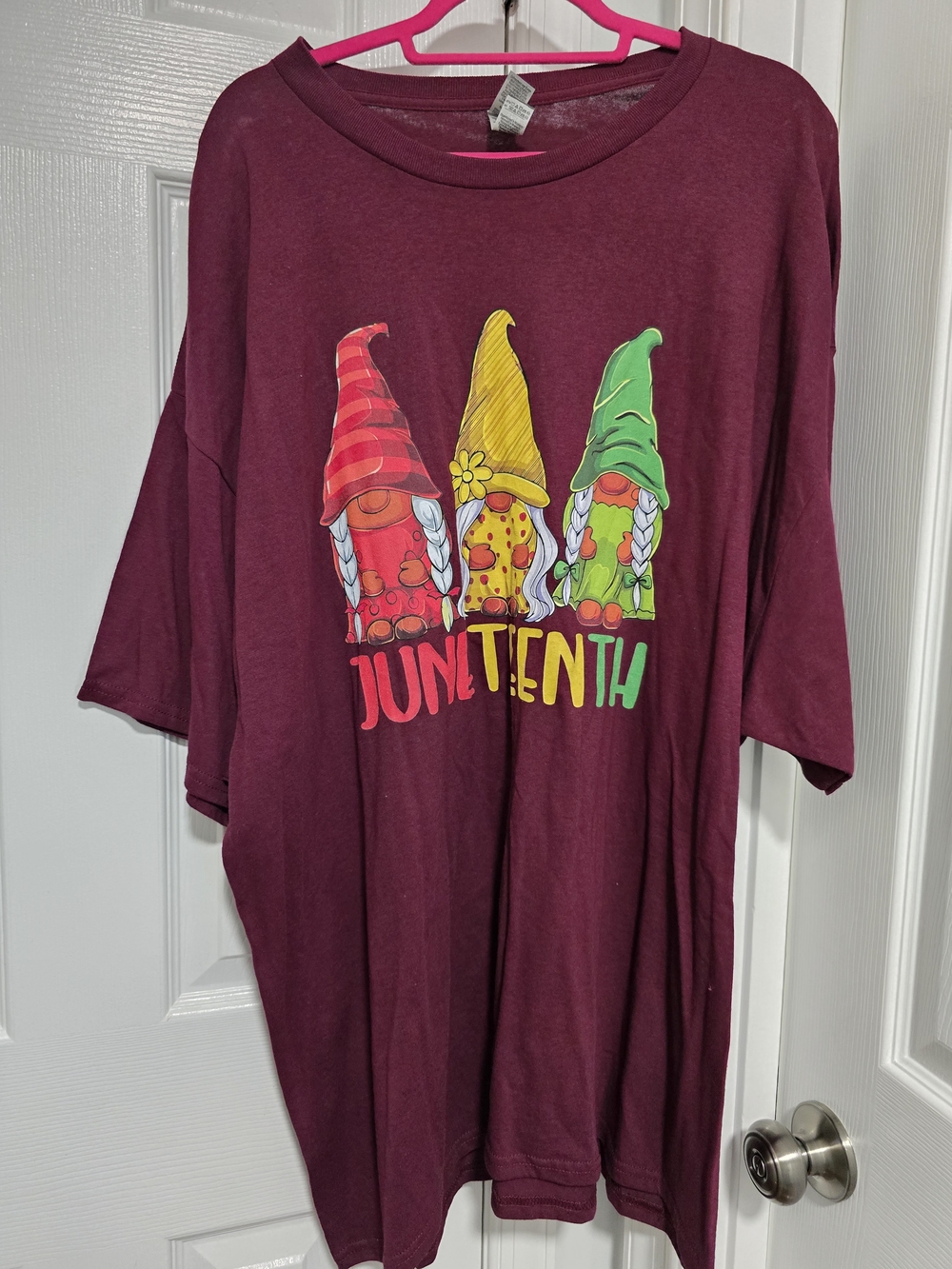 Adult Juneteenth Gnome Graphic Tee - Burgundy